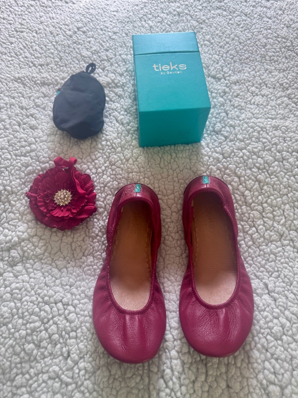 Tieks Cardinal Red flats, size 7